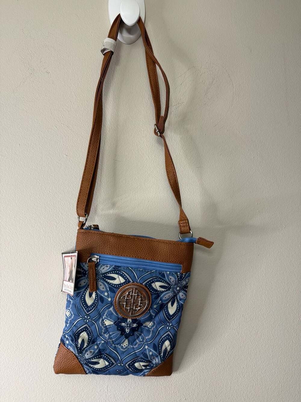 Stone Mountain Quilted Medallion Blue Paisley Crossbody Bag
